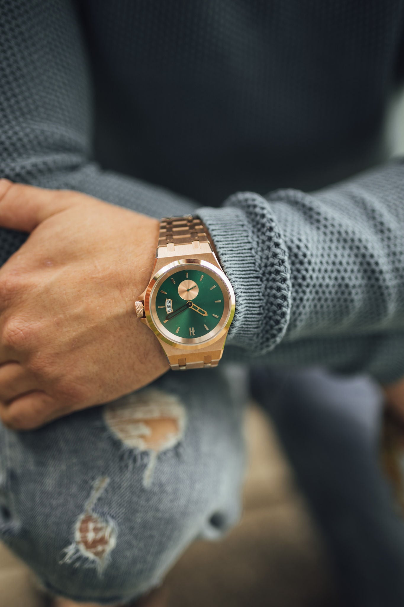 THE ACE - EMERALD ROSE GOLD MENS WATCH