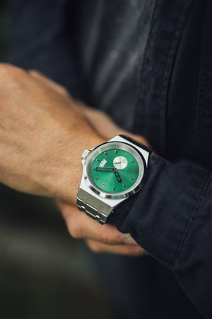 THE ACE - EMERALD SILVER MENS WATCH